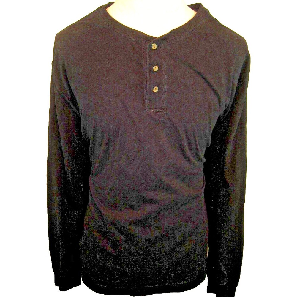 Mens Saddlebred Black Cotton Jersey Knit LS Henley Style Base Layer Shirt sz XXL